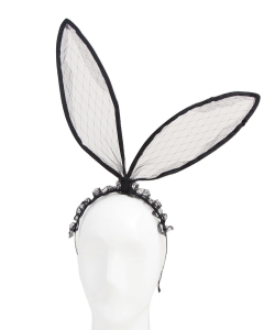 Laced Long Ear Halloween Headband HN320032 BLACK